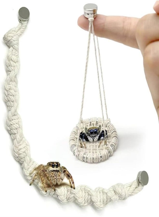 Julang 2 Pack Jumping Spider Rope Bridge Swings, Natural Cotton Rope Handmade Magnetic Mounting Jumping Spider Accessories for Medium Jumping Spider Enclosure - Image 1